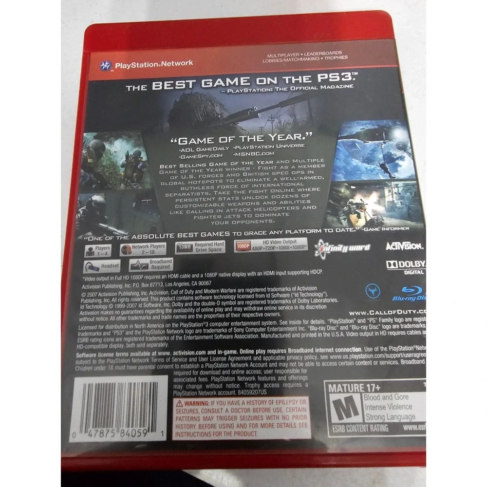 Call of Duty 4 Modern Warfare‎ PS3 Greatest Hits Activision Infinity Ward CIB
